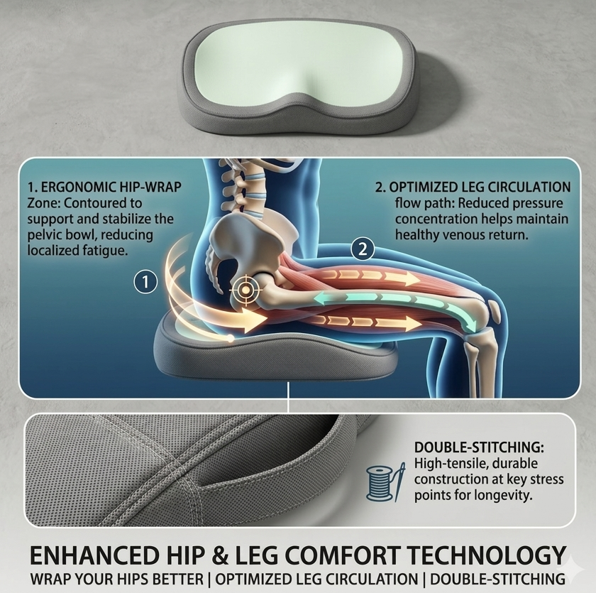 HipFlow™ Pro Memory Foam Office Chair Cushion