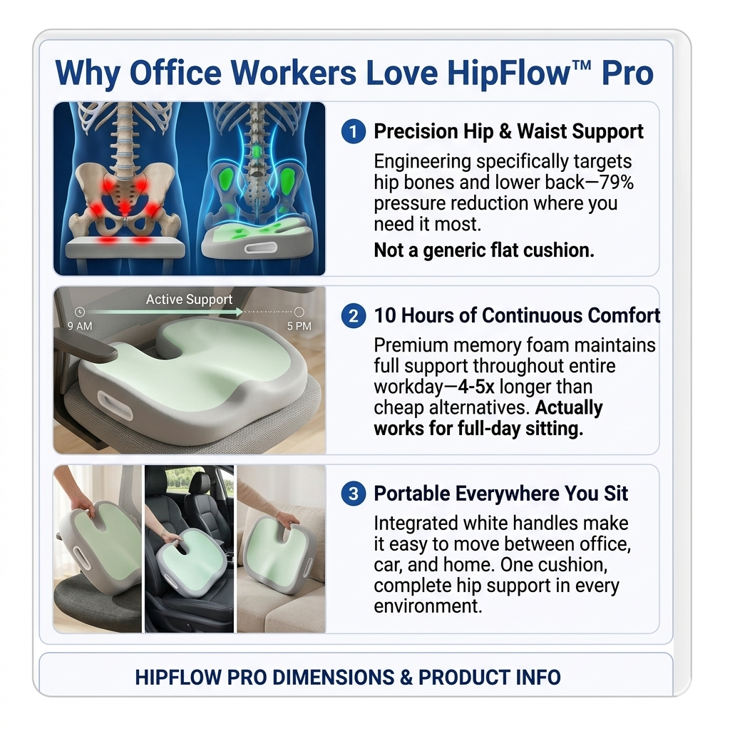HipFlow™ Pro Memory Foam Office Chair Cushion