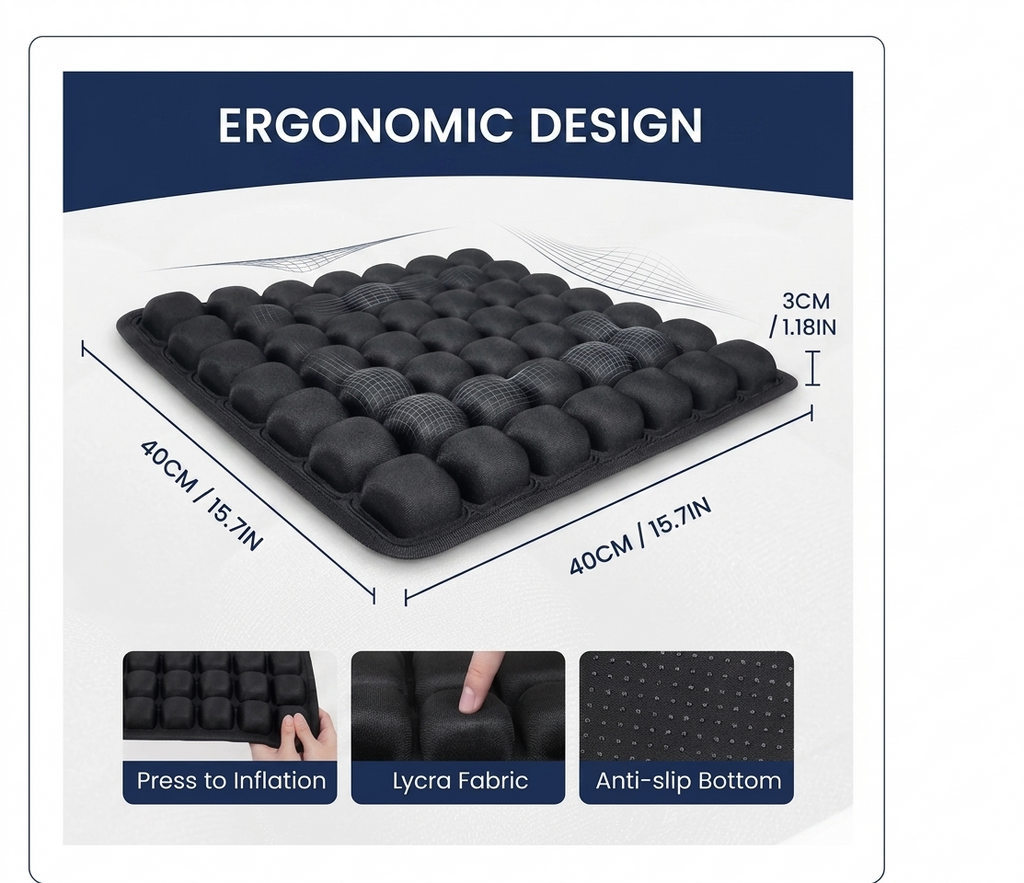 ErgoMax™ 3D Adjustable Chair Cushion