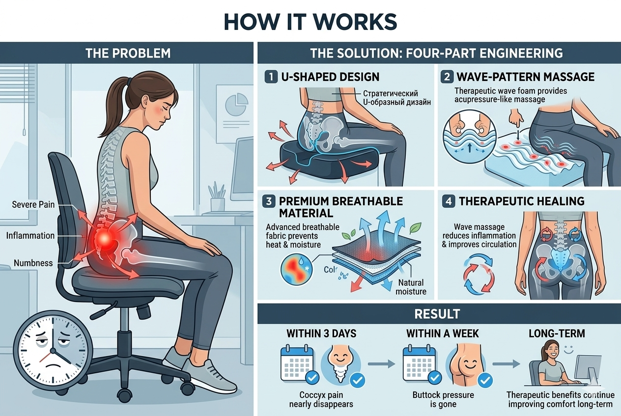 WaveFlow™
U-Shaped Coccyx Comfort Cushion
