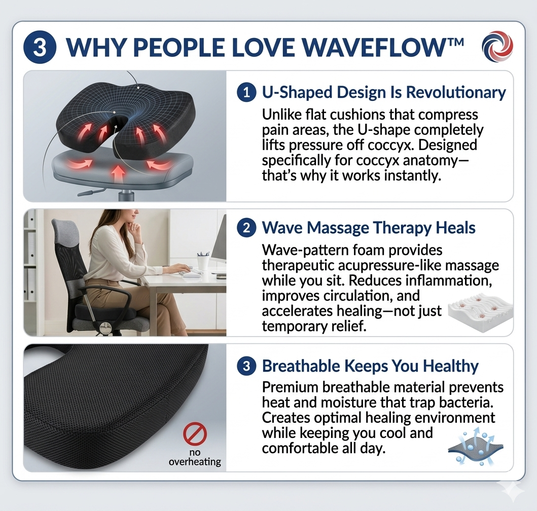 WaveFlow™
U-Shaped Coccyx Comfort Cushion