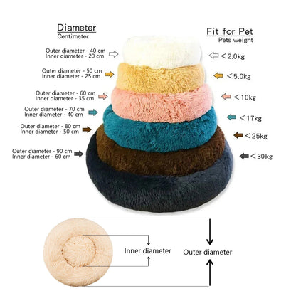 40-90cm 6 Sizes Round Pet Bed for Large Dog Bed Super Soft Cat Bed Plush Dog House for Medium Dog House Winter Warm Sleeping Aeivalo