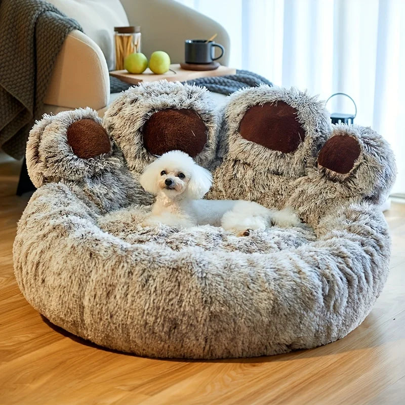 Dog Bed Cat Pet Sofa Cute Bear Paw Shape Comfortable Cozy Pet Sleeping Beds For Small Medium Large Soft Fluffy Cushion Dog Bed Aeivalo