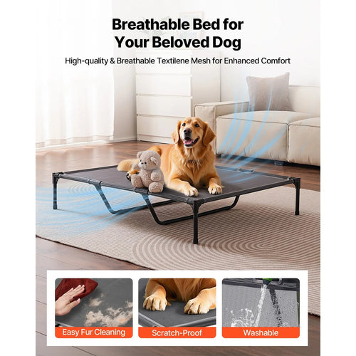Elevated Dog Bed for Large Dog Portable Raised Dog Cot w/ Metal Frame XL Aeivalo