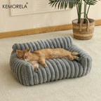 KEMORELA 1PC Striped Cat Sofa Bed Soft Polyester Pet Bed Breathable for All Seasons Suitable for Small to Medium Catsor Sleeping Aeivalo
