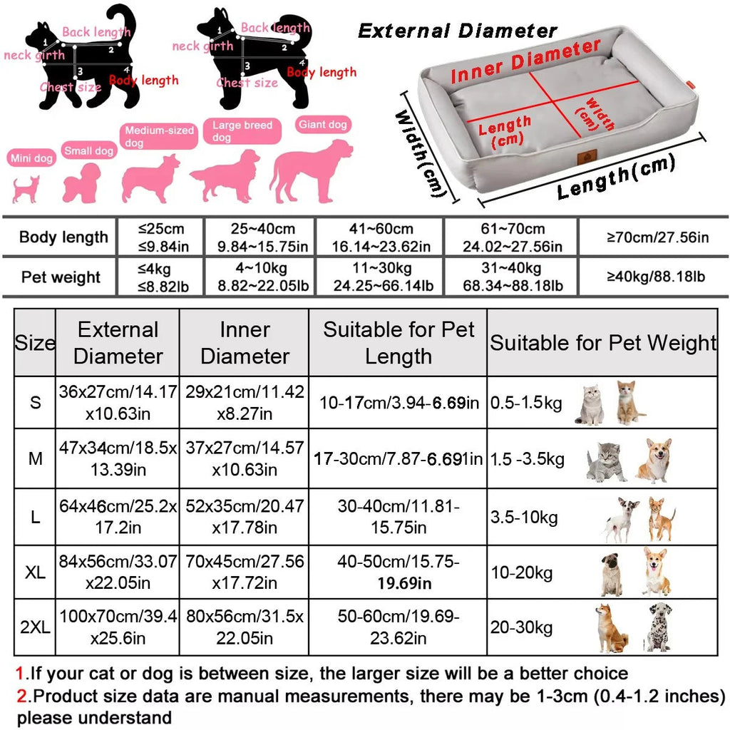 Four Season Square Dog Bed for Large Dog Mattress Bite-resistant Cat Bed Soft Thickened Dog Bed Waterproof Sofa Pet House Aeivalo