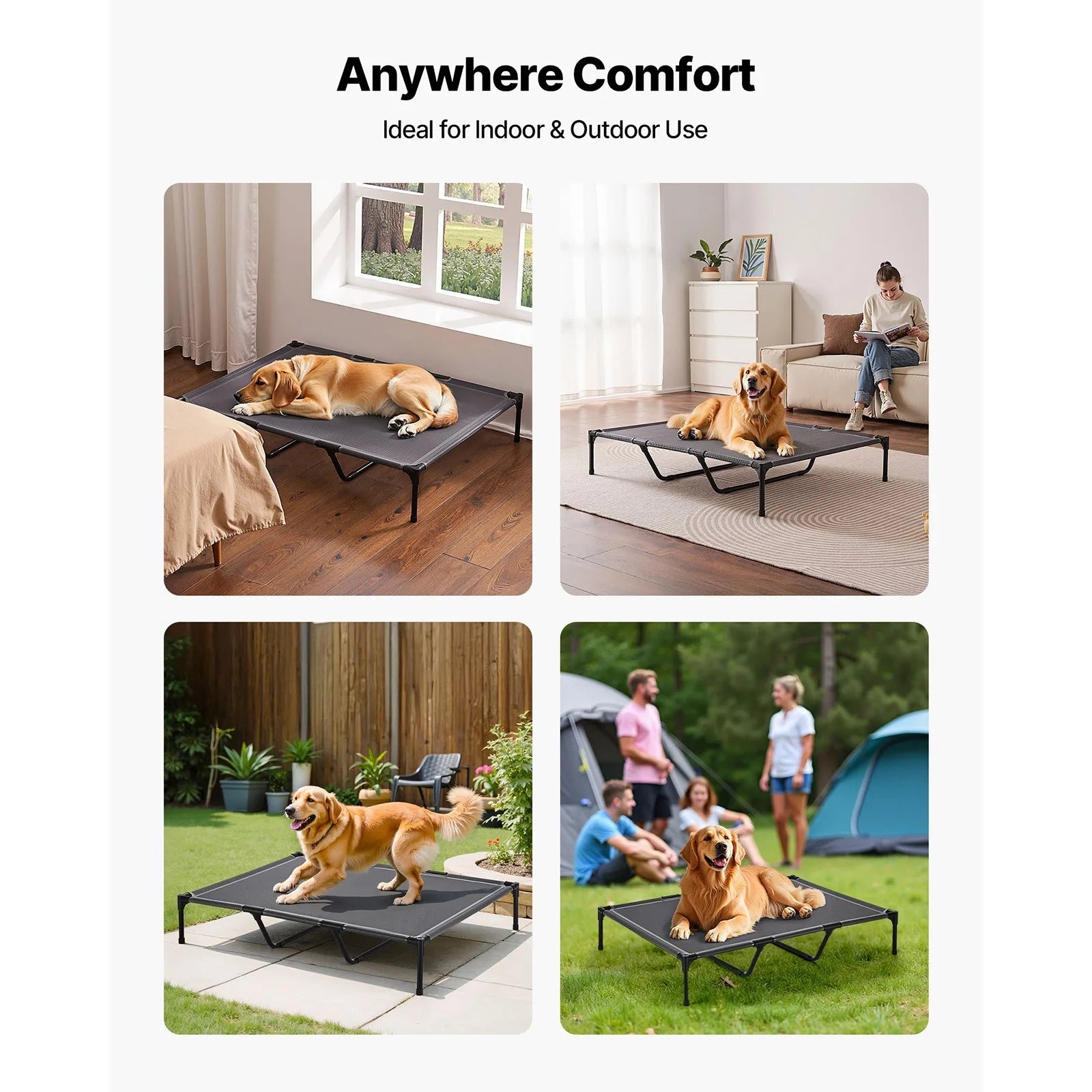 Elevated Dog Bed for Large Dog Portable Raised Dog Cot w/ Metal Frame XL Aeivalo