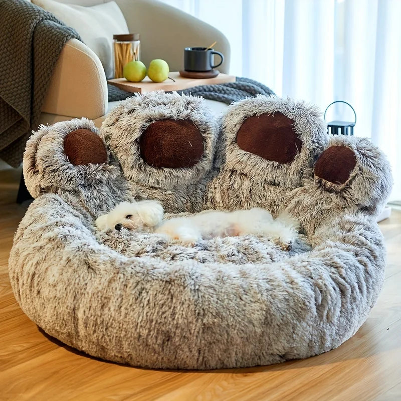 Dog Bed Cat Pet Sofa Cute Bear Paw Shape Comfortable Cozy Pet Sleeping Beds For Small Medium Large Soft Fluffy Cushion Dog Bed Aeivalo