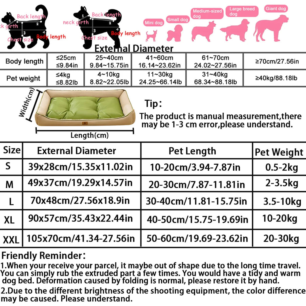 Large Dog Bed Waterproof Dog Bed for Big Dogs Summer Cooling Cat Bed Soft Sleeping Pet Mat All Seasons Puppy Mat for Chihuahua Aeivalo