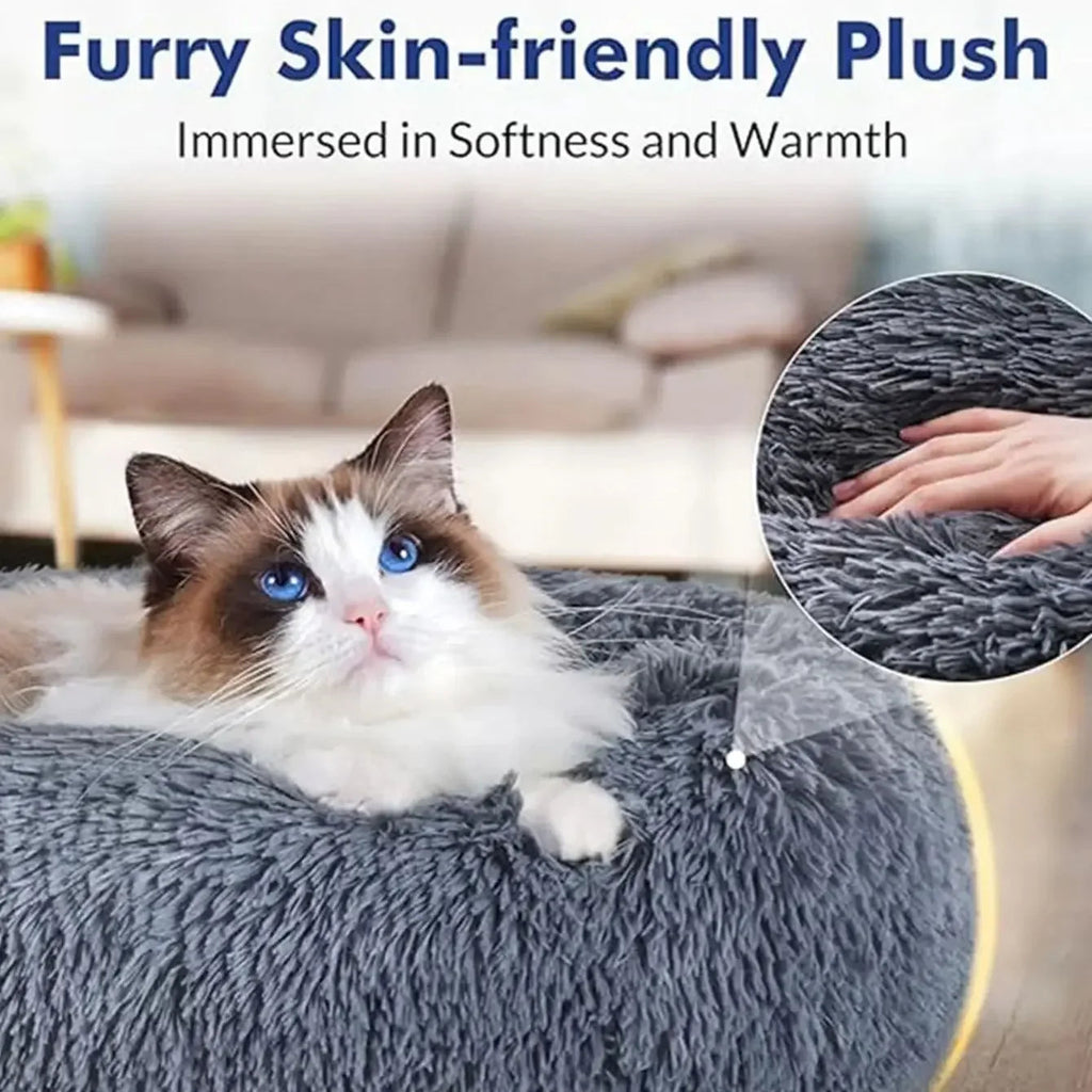 40-90cm 6 Sizes Round Pet Bed for Large Dog Bed Super Soft Cat Bed Plush Dog House for Medium Dog House Winter Warm Sleeping Aeivalo