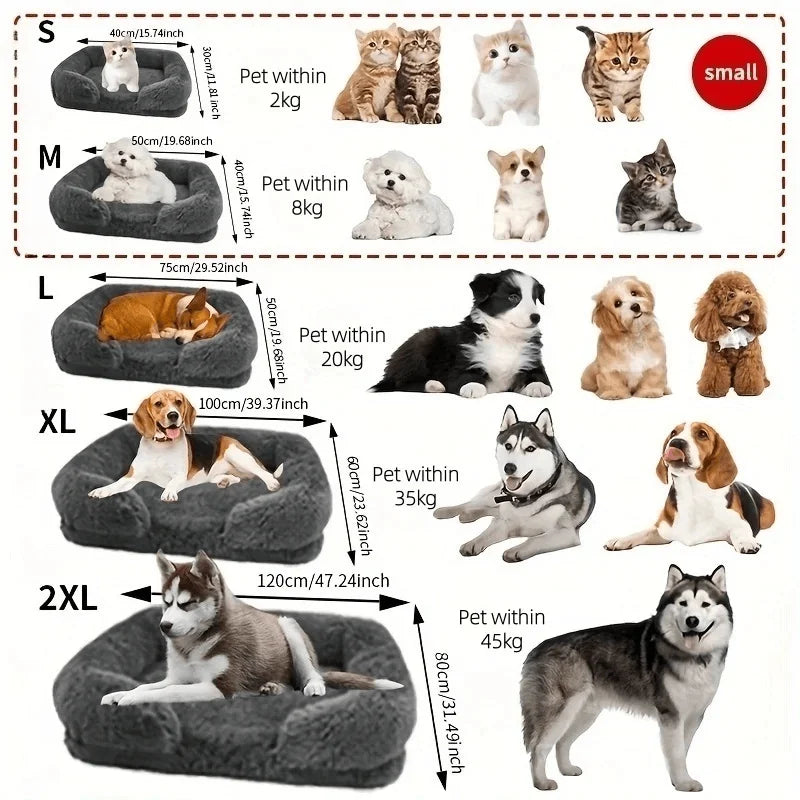 S M L XL XXL Calming Dog Bed Orthopedic Memory Foam Sofa Couch Waterproof Removable Cover Plush Mat for Small Medium Large Dogs Aeivalo