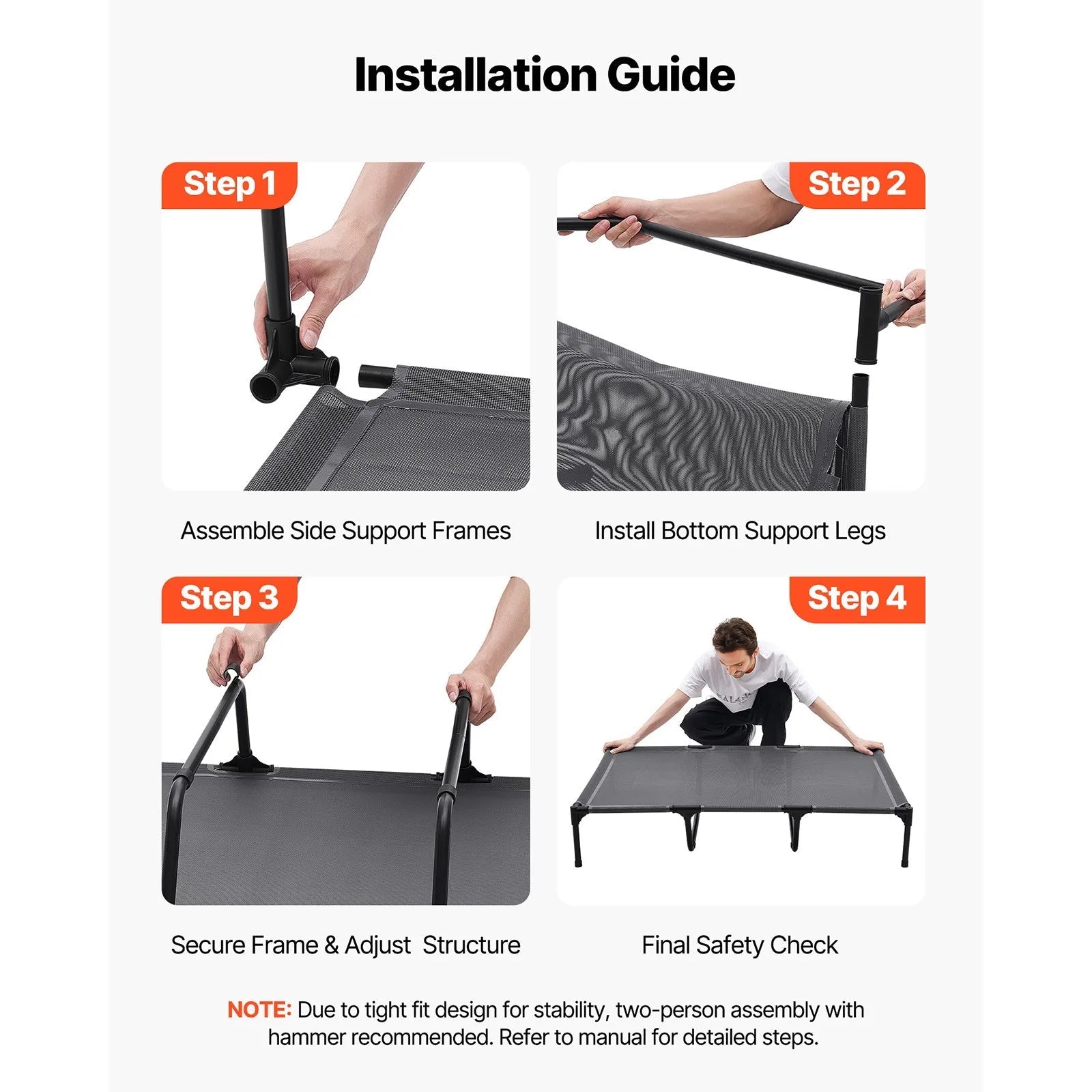 Elevated Dog Bed for Large Dog Portable Raised Dog Cot w/ Metal Frame XL Aeivalo