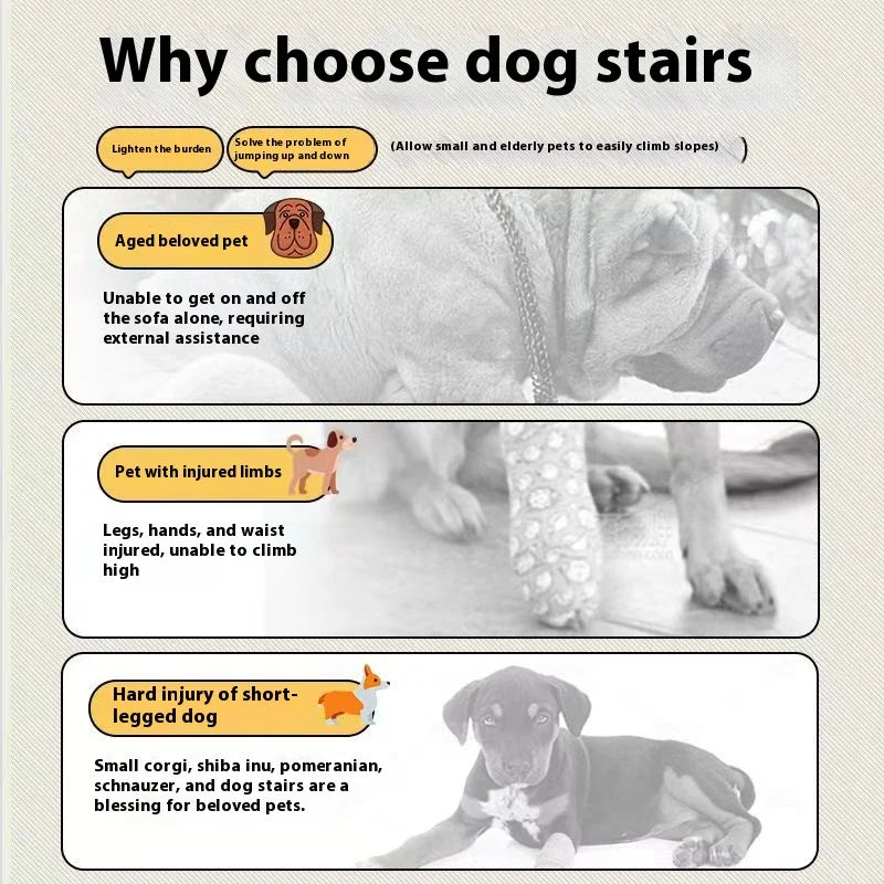 Ladder Dogs Pets Bone Shape Puppy Stairs Beside The Sofa Bed Ramp for Dogs Protecting Pet Joint Safety Stairs for Elderly Dogs Aeivalo