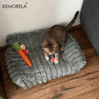 KEMORELA 1PC Striped Cat Sofa Bed Soft Polyester Pet Bed Breathable for All Seasons Suitable for Small to Medium Catsor Sleeping Aeivalo