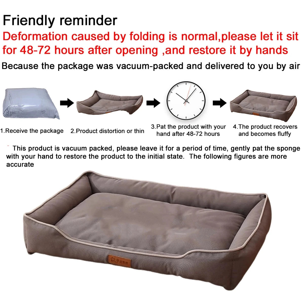 Four Season Square Dog Bed for Large Dog Mattress Bite-resistant Cat Bed Soft Thickened Dog Bed Waterproof Sofa Pet House Aeivalo